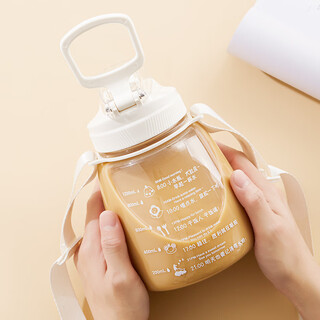 Lock and lock large capacity sports water cup big belly cup portable straw cup children's water bottle outdoor plastic cup 1.2l white