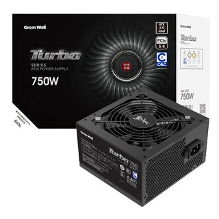 Great wall rated 750w turbo750 direct outlet power supply (atx3.0 standard/cqc bronze medal level energy efficiency/single 12v/temperature controlled fan)