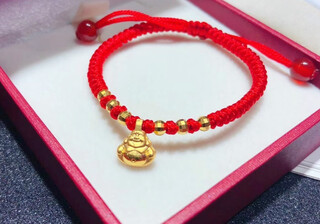 Miflame999 pure gold gold buddha pendant for women necklace pendant small gold buddha bracelet 3d hard gold maitreya buddha baby gift maitreya buddha bracelet