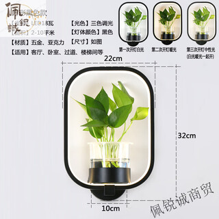 Miaopule modern minimalist nordic creative living room restaurant stair aisle lamp study bedroom bedside lamp hydroponic plant wall lamp square black led three-tone lighting