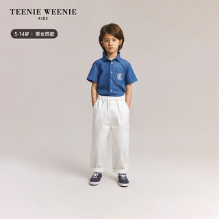 Teenie weenie kids upf50+ cool feeling bear children's summer tencel shirt for boys and girls, light denim color 110 cm