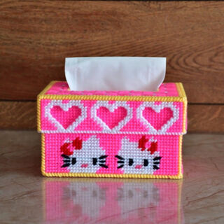 Meng yier three-dimensional embroidered words embroidered paper box for the living room, three-heart butterfly type woolen embroidery, self-embroidered tissue box, paper box, self-embroidered thick woolen small three-heart pink cat