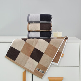 Shantou lincun towel pure cotton face wash household soft absorbent lint-free hotel shower men and women adult thickened cotton face towel 2 pieces dark series 100% cotton 75x35cm