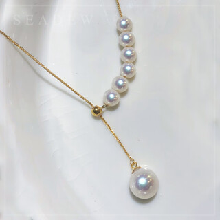 玹显海水珍珠项链人鱼泪多珠款彩凛天女y锁骨链3585 链