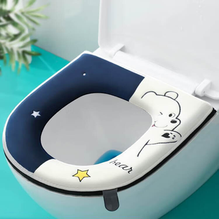 Toilet mat, winter household toilet seat, universal autumn and winter toilet cover, winter toilet washer blue, toilet washer blue