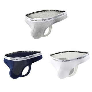 Sexy underwear temptation cocoa lickable sexy underwear men's low-waist butt-lifting thong one-thread youth personality gay white + royal blue + hemp gray m100-120jin jin equals 0.5 kg