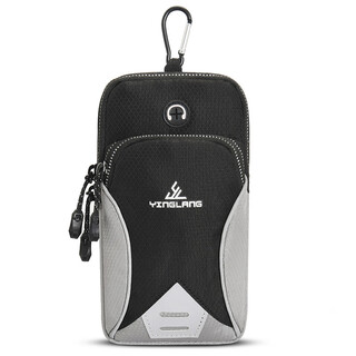 Xu qixing outdoor mountaineering bag shoulder strap hanging bag mobile phone bag multi-functional shoulder crossbody bag universal wrist bag running sports bag black