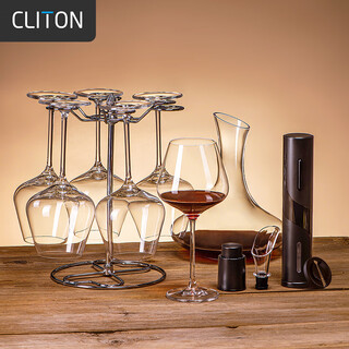 Cliton crystal glass red wine goblets burgundy cups 12-piece set of 6 wine glasses decanter bottle opener