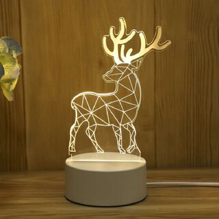 I think i dream creative 3d night light student gift gift bedroom table lamp usb cartoon sika deer usb model monochrome warm light