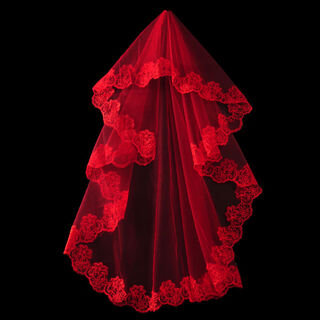 Wedding veil champagne colored lace single layer 1.5 meter korean bridal white veil super fairy veil red lace veil