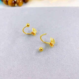 Chixing screw twist buckle anti-lost double-layer butterfly titanium steel earrings for women butterfly u-shaped earrings high-end earrings u-shaped double-layered butterfly pair