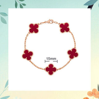 High luxury customized mother-of-pearl bracelet four-leaf clover high version five-flower rose gold red agate bracelet