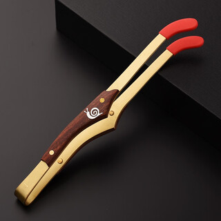 Jinge jinge tea clip, kung fu tea cup clip, kung fu tea set accessories, cup clip, tea cup clip, metal tweezers, cup washing clip, red rosewood snail copper tea clip (with anti-slip silicone)