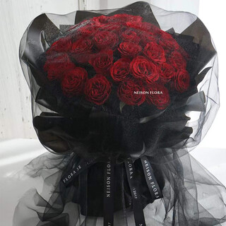 Flowers, love roses, same-city delivery, bestie, girlfriend, friend, wife’s birthday bouquet gift, local forever classic 33 red roses and black gauze bouquet, same-city delivery, support appointment date