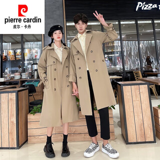 皮尔卡丹（pierre cardin）2024新款英伦风情侣装风衣春秋季外套男女宽松百搭潮流休闲中长款 驼色 男女同款单件 S