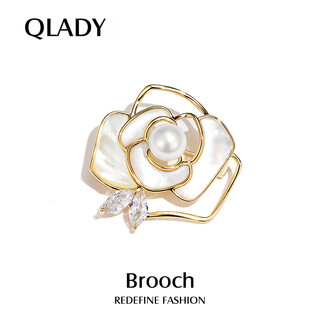 Qlady camellia brooch, high-end female brand corsage, anti-exposure pin, silk scarf buckle, mid-autumn festival birthday gift for mom