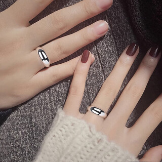 Suhan pt950 platinum ring men's and women's platinum couple's ring glossy simple plain circle engraving wedding ring 3.91g 7# (circumference 45mm)