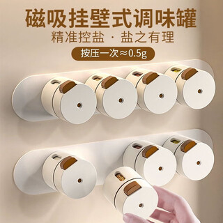 Shiguangli 6-pack magnetic quantitative salt shaker seasoning box set kitchen wall-mounted seasoning jar sealed jar household salt shaker storage seasoning jar magnetic quantitative quantitative set (6 pieces)