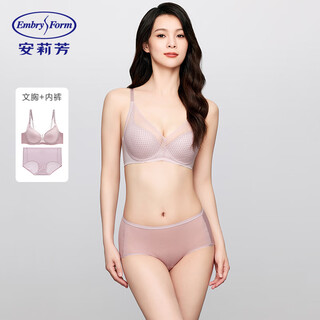 安莉芳风巢杯风巢裤大胸显小文胸套装女 藕色 80CL