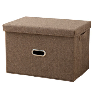 Mo lin storage box fabric box wardrobe storage box organizing box household clothes storage box foldable box brown medium size (37*27*26cm)