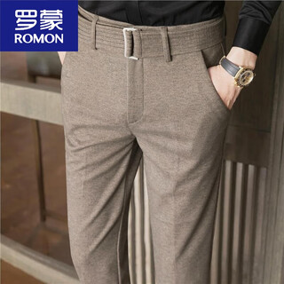 Romon men's trousers thickened woolen business wool slim-fit straight trousers autumn and winter men's casual trousers 998-khaki trousers 34 too small 149-158jin jin is equal to 0.5 kg.