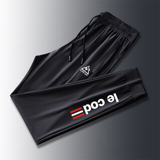 Le coq sportif french big cock ice silk sweatpants men's summer casual versatile trendy quick-drying elastic leg-length pants black ice silk pants-2025 2xl