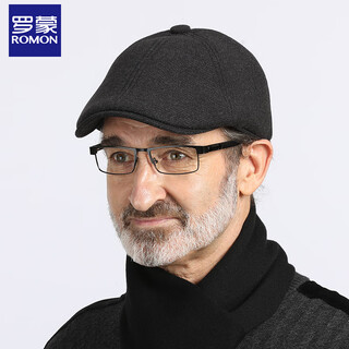 Romon hat men's autumn and winter elderly dad's peaked hat with ear protection windproof and cold warm woolen advance hat