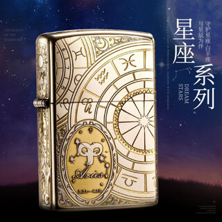 The treasure of zippo counter is the 12 constellation zodiac lighter imported from the united states, filigree enamel auspicious animal windproof lighter, birthday gift, 205 deep carving five-sided aries zippo series