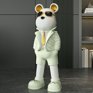 Jizhao violent bear large floor-standing ornament next to the tv cabinet in the living room to give friends opening gifts housewarming and moving gifts green pocket bear 73cm