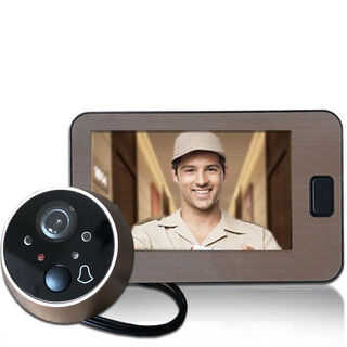 智能电子猫眼通用门镜可视门铃高清大屏幕广角带夜视摄像头 咖啡色