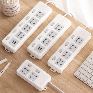 Gongya new national standard sub-control socket household power strip office charging source power strip independent switch multi-hole multi-functional power strip power strip with wire charging extension cord drag strip two switches without usb total length 0.8 meters