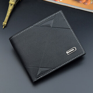 Fabric simple new men's wallet short multi-card slot fashionable casual wallet for young men thin three-fold horizontal soft wallet black