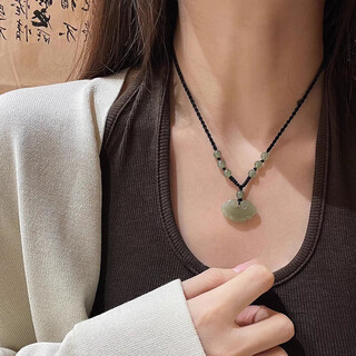 Ancient hetian jade peace lock necklace women's light luxury niche high-end ruyi lock jade pendant braided rope pendant accessories hotan jade peace lock necklace
