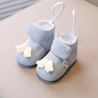 Miduer baby autumn and winter soft sole 0-1 year old baby cotton shoes with thick cotton padded thick warmth thin cotton pre-step shoes to prevent falling toddler shoes 2 blue (wings and padded shoes) 12 inner length 12cmm (recommended for 9-18 months)
