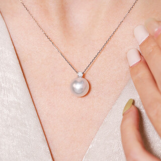 Fengxi jewelry princess venus australian white seawater pearl diamond necklace sand red gold princess diana pendant clavicle chain gui 13-14mm