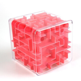 3d three-dimensional magic maze children's toy six-sided walking beads to break through levels, concentration training rubik's cube, decompression and unlocking, pink