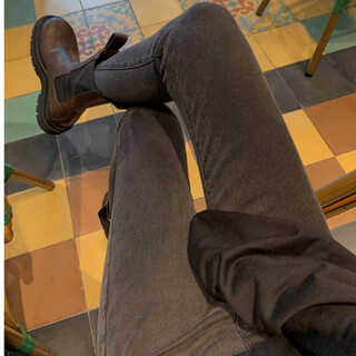 Zhuo beixin maternity pants for autumn and winter outerwear new large size slimming plus velvet black versatile small leg pants jeans autumn and winter wear smoke gray m