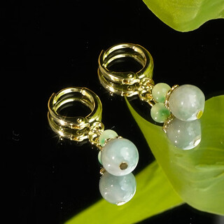 Lolia welfare jade bead earrings, earrings, ear hooks, slightly blemishes, diversity, random hair (about 8mm in diameter), diversity