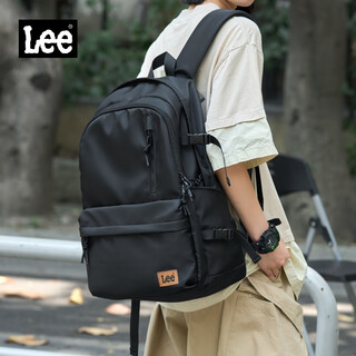 Lee trendy backpack male high school student school bag female casual backpack large capacity travel junior high school computer bag black