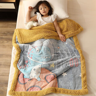 Children's blanket thickened winter lamb velvet small quilt student kindergarten nap baby baby coral velvet blanket small dinosaur/2jin jin is equal to 0.5 kg or so 100x150cm children's blanket/quilt dual-purpose