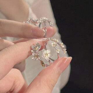 Bjyl blossoms camellia ring girlfriend matching ring pair of niche design simple opening couple gift couple pair + exquisite gift box