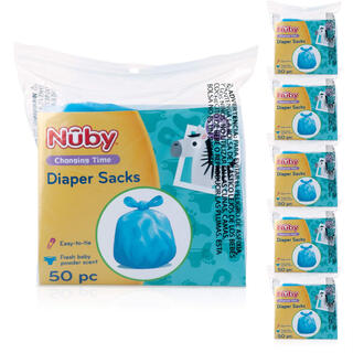 Nuby disposable diaper bags, fresh baby powder scent, 50 tablets (pack of 6)