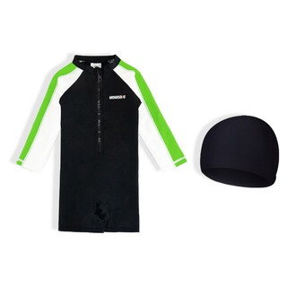 Momasong new children's sun protection swimsuit one-piece boy swimsuit hot spring vacation watersuit children's swimming equipment black 8 recommended height (115-125cm)
