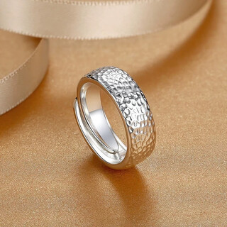 Bxe999 sterling silver hammer ring for men solid ring opening adjustable personalized simple ring birthday gift hammer ring opening (about 10g)