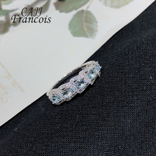 Cajj francois 0.80 carat aquamarine ring for women, natural colored gemstone, 925 silver inlaid fashion jewelry, versatile size 13