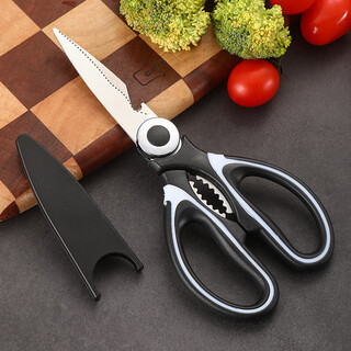 Multifunctional panda scissors stainless steel powerful duck fish chicken bone scissors food scissors kitchen scissors supplies fish bone scissors 1.8mm black and white plating cover