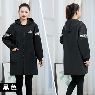 Changyin men's and women's autumn and winter adult women's smocks waterproof velvet kitchen home long-sleeved apron men's work clothes jacket black velvet same style for men and women xl recommended 90-120jin jin equals 0.5 kg