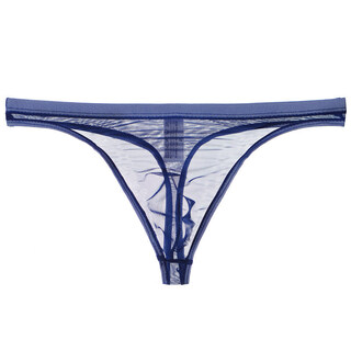 Roselex confidential shipping men's nude transparent thong thin mesh sexy underwear sexy sapphire blue xl