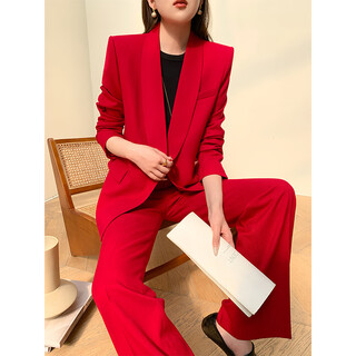 Sugargirl traje rojo traje de mujer primavera y otoño casual ropa formal profesional vestido de reunión anual anfitrión ligero lujo traje pequeño chaqueta traje rojo traje m