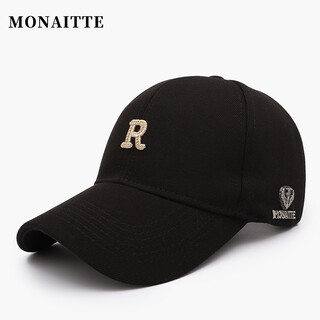Monette hat men's autumn and winter new trendy fashion versatile sun visor cap four seasons leisure sports sunscreen baseball cap women black one size adjustable (55-62cm)